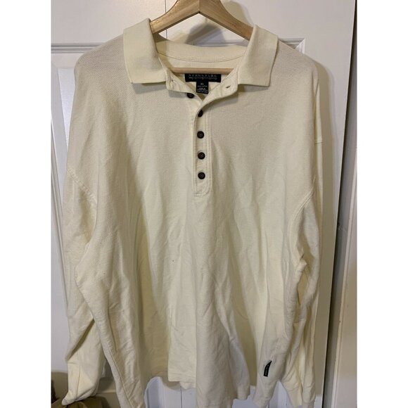 Structure Men’s Sz XL Henley Style Long Sleeve‎ Shirt Cream - Picture 1 of 6
